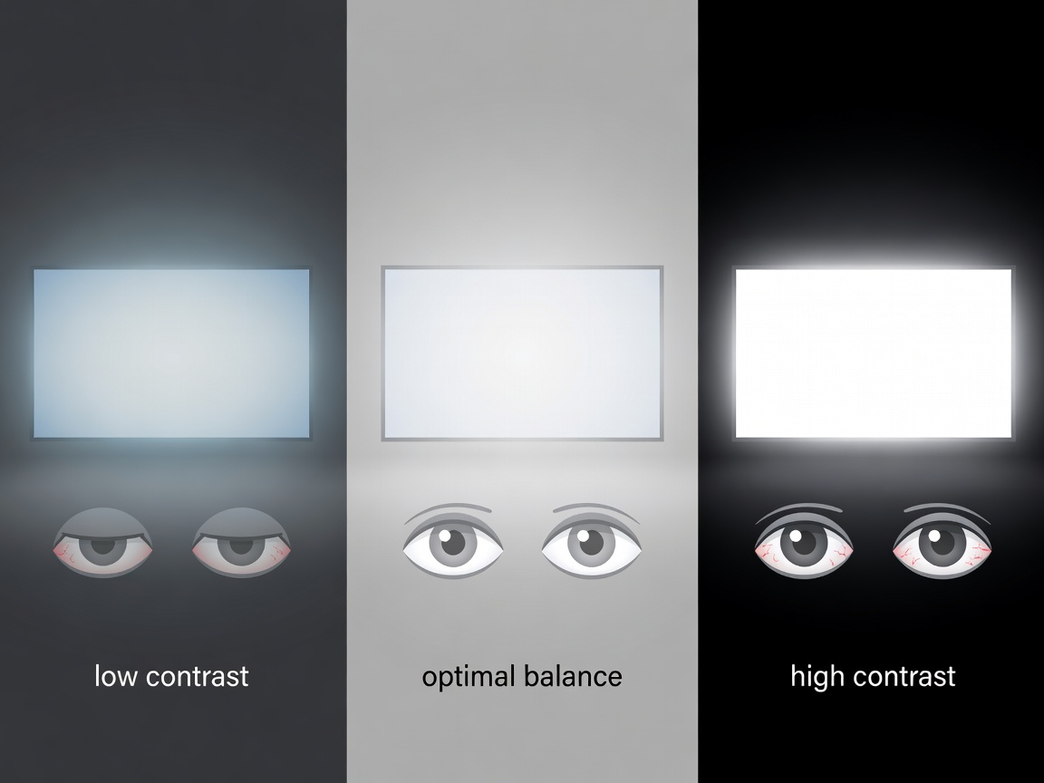 Graphic chart demonstrating the balance of screen luminance contrast levels on eyes