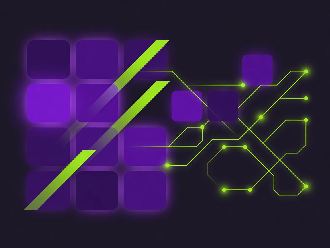 Analytical article banner graphic representing neon palette selections of deep purples and lime accents