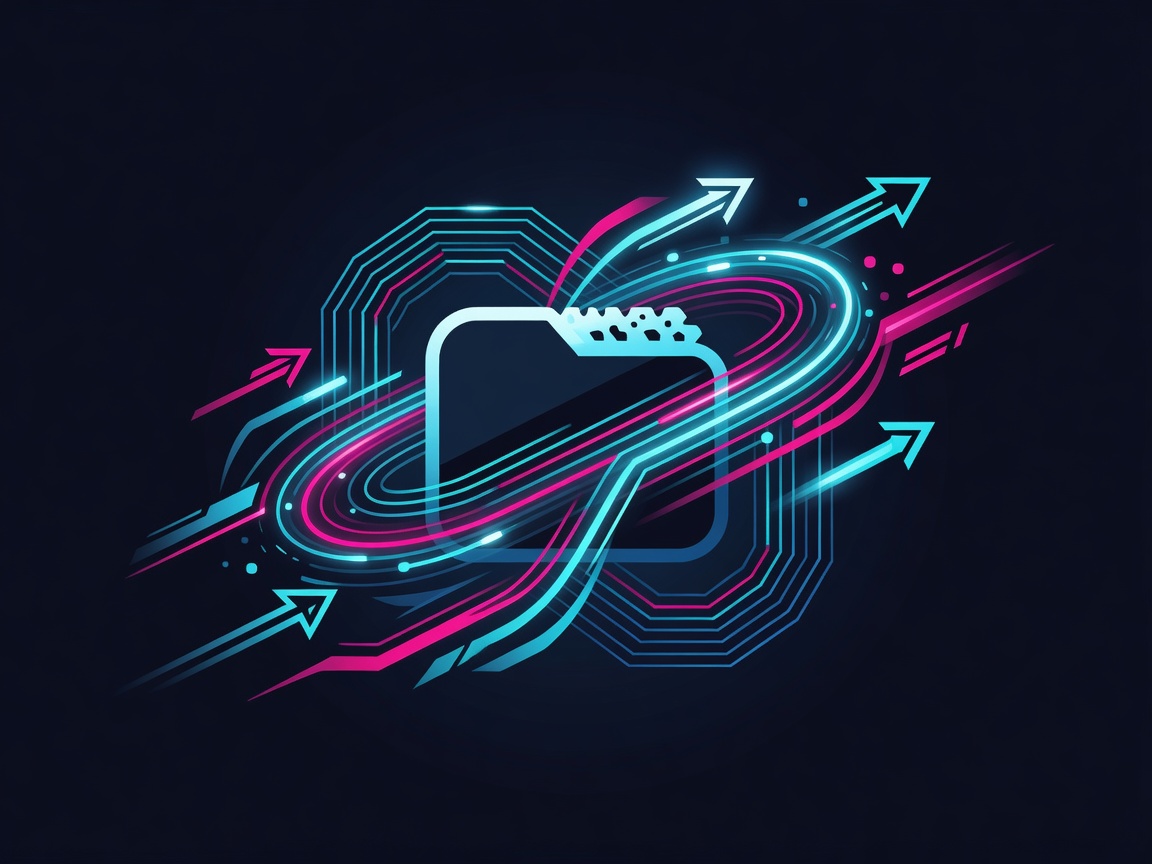 Abstract vector design of a digital cookie file wrapped in glowing security algorithms representing browser speed settings