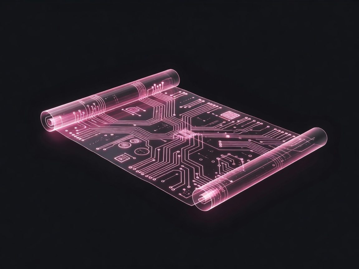 Digital terms scroll schematic glowing bright pink representing the core usage policies for Ivoawondrly web services